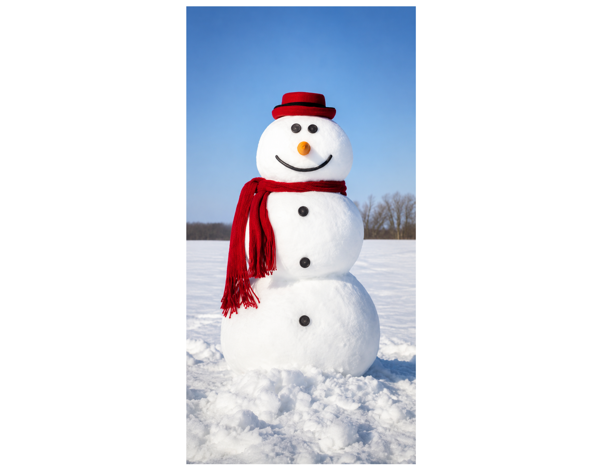 Bannière textile Bonhomme de neige avec chapeau