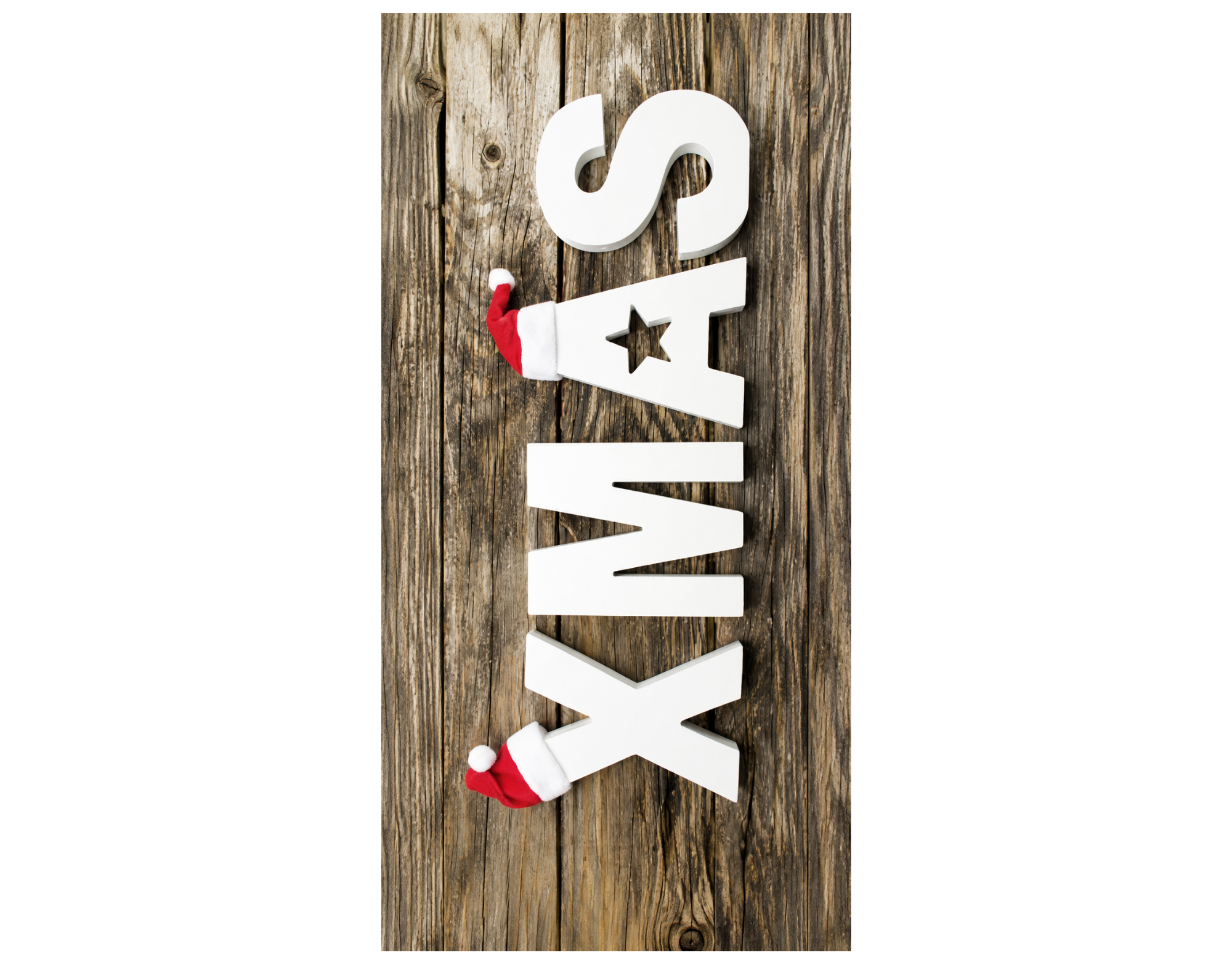 Bannière textile Xmas sur fond bois