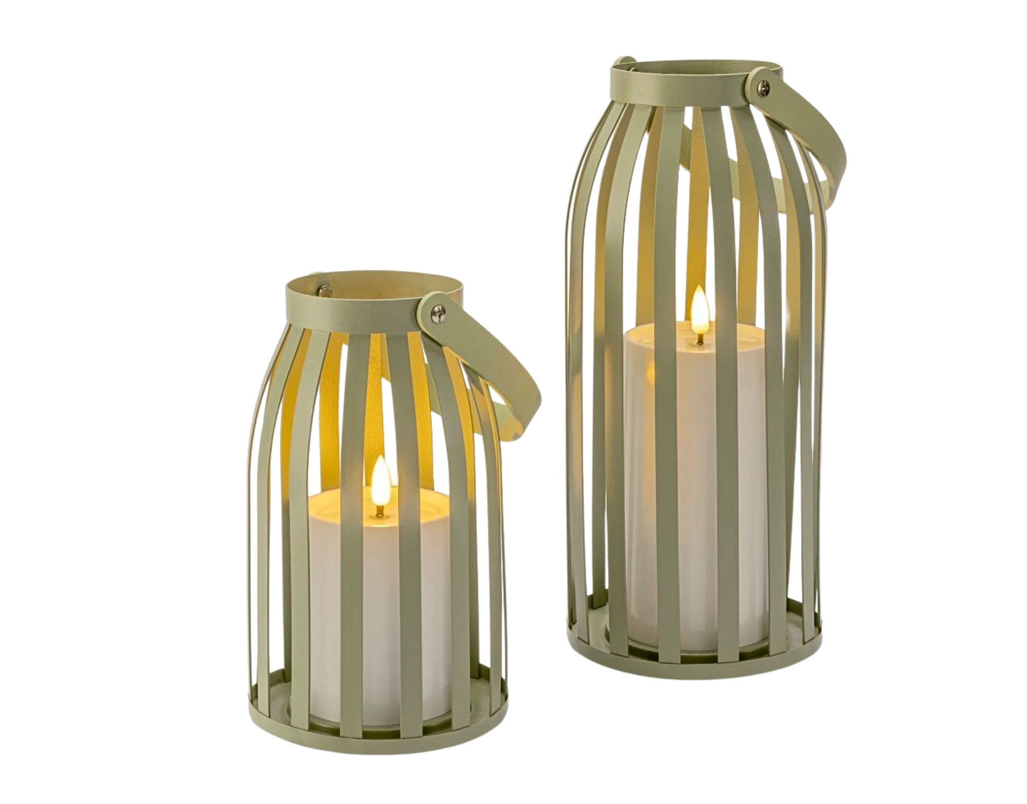 Ensemble de lanterne solaire à bougie vert