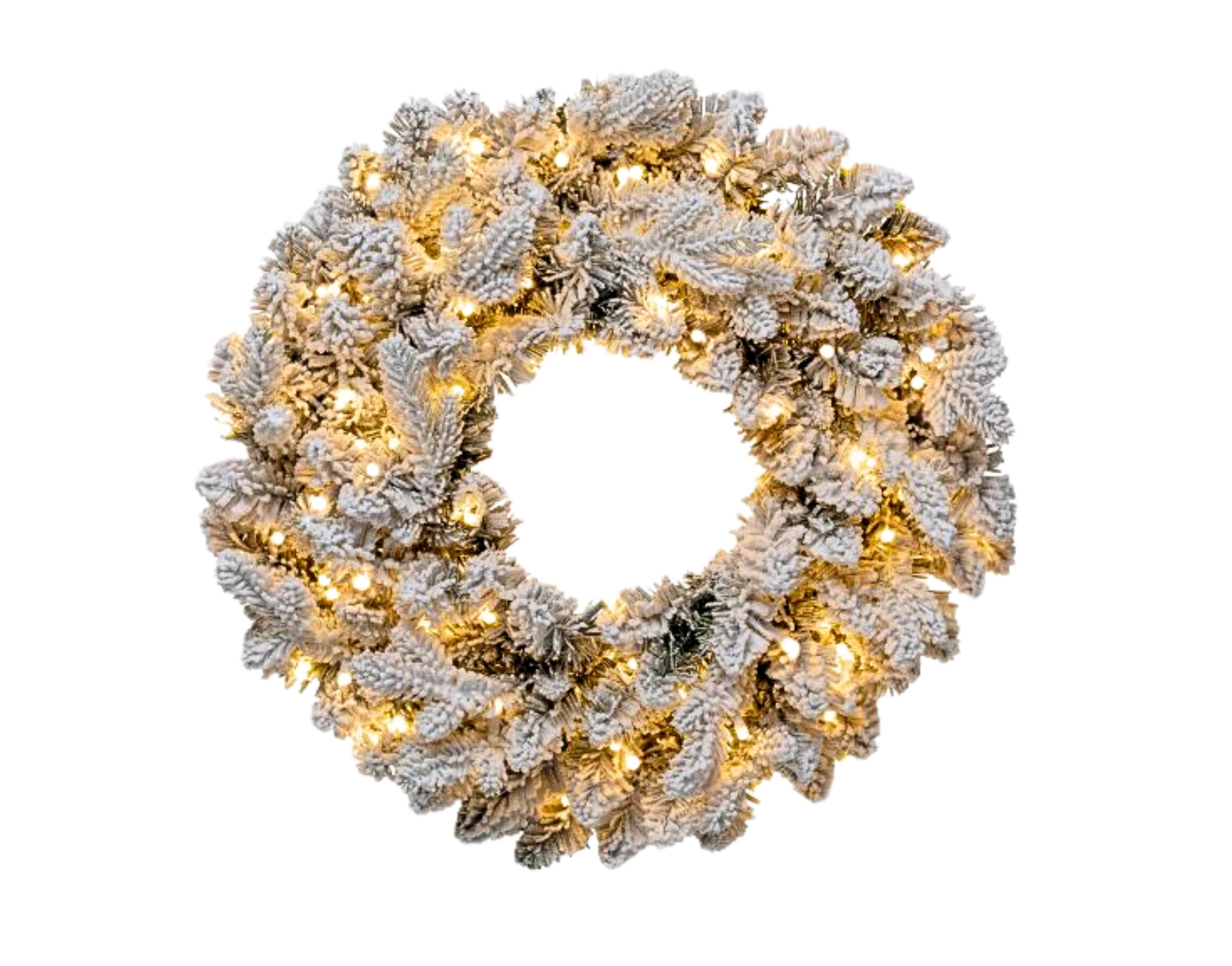 Couronne de sapin enneigé avec lumière LED 50
