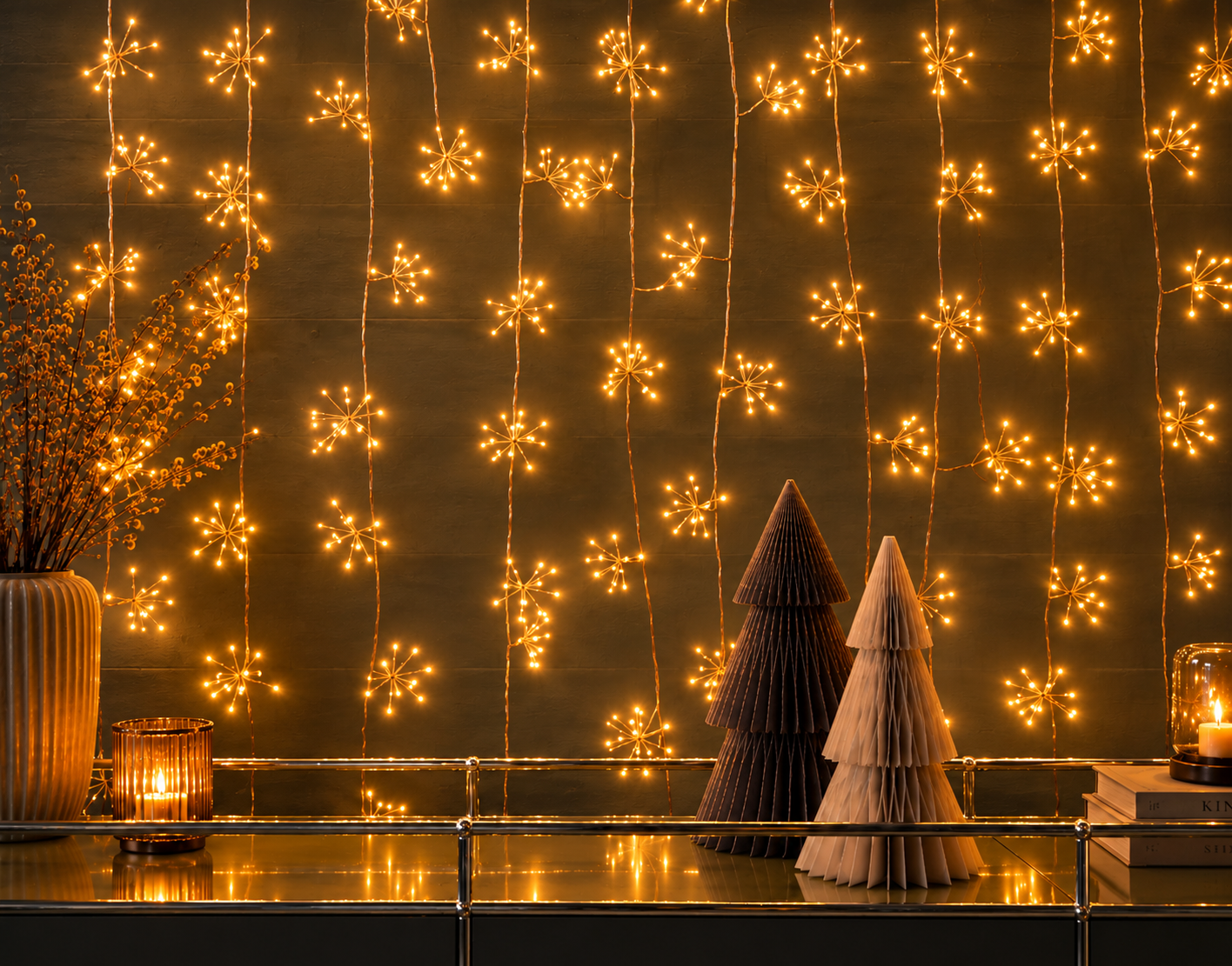 Rideau lumineux LED Flower Curtain cuivre 220 × 100 cm
