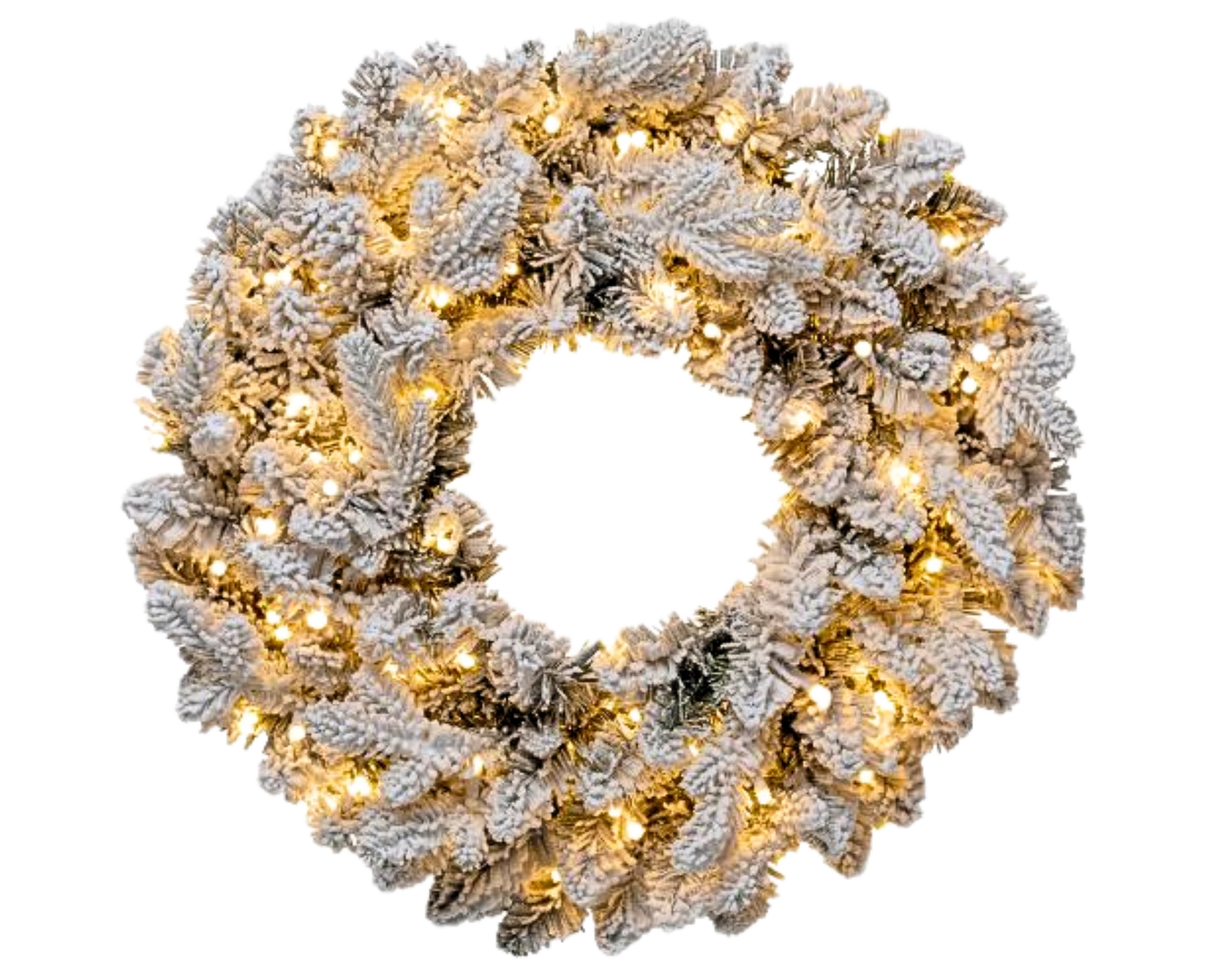 Couronne de sapin enneigé avec lumière LED 70