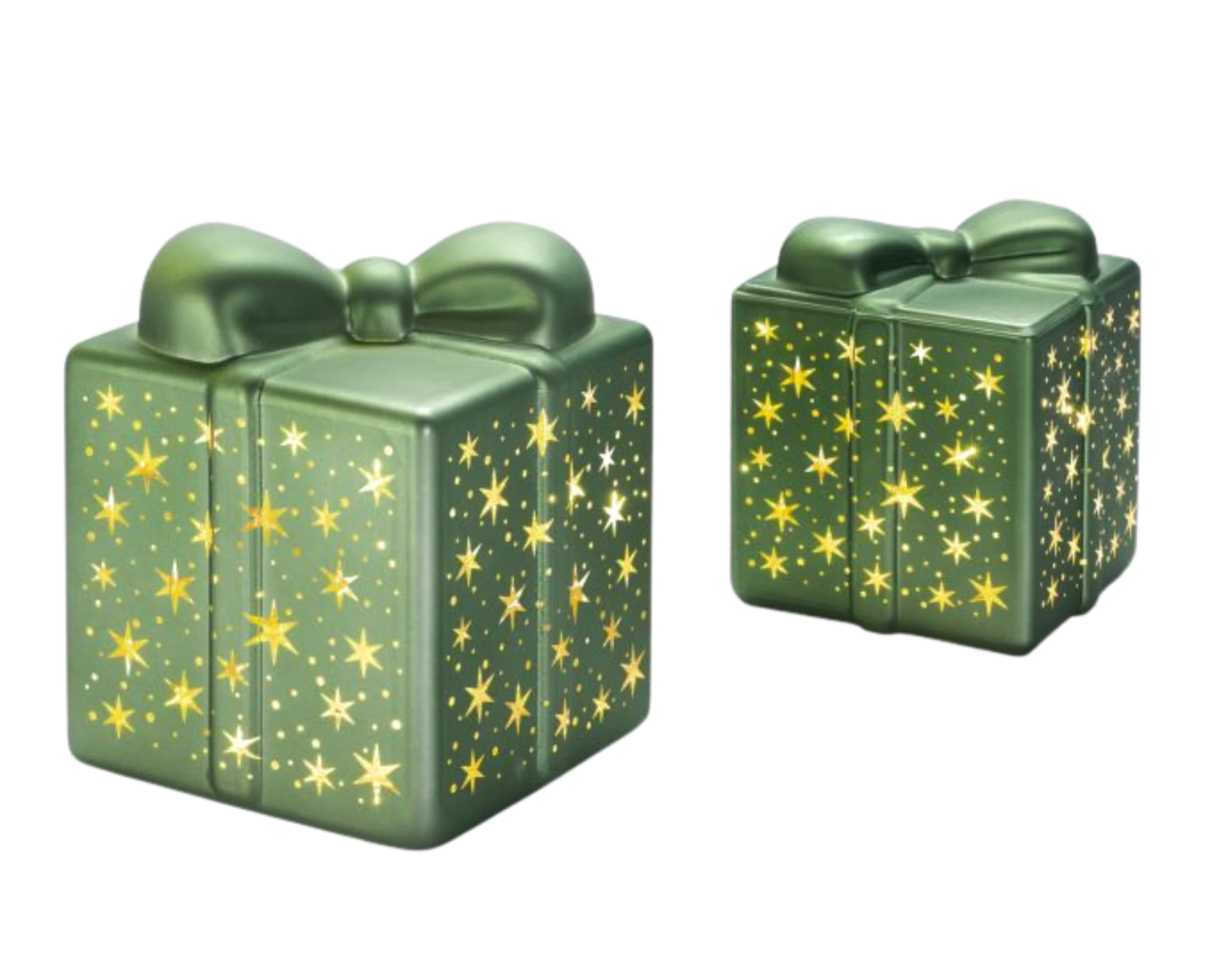 LED Glas Geschenkbox Set Grün