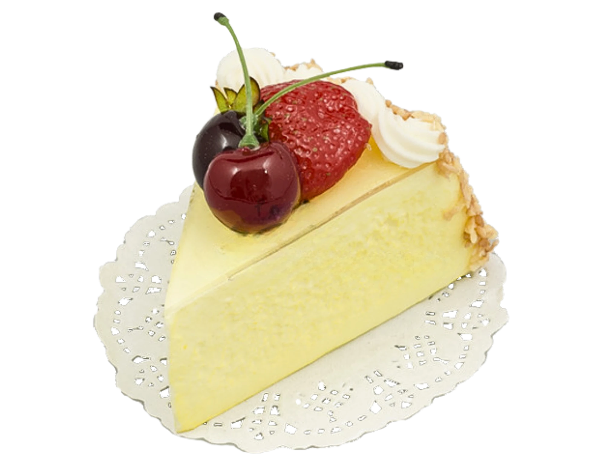 Morceau de gâteau au fromage avec cerise