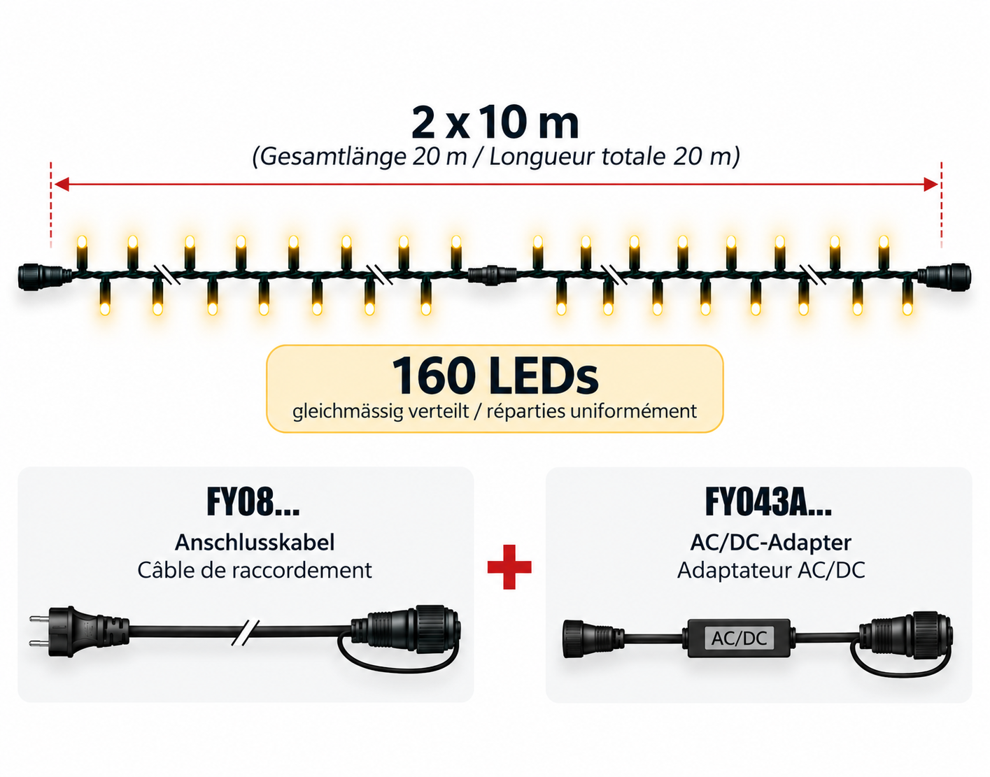 Guirlande lumineuse LED+ 20 m