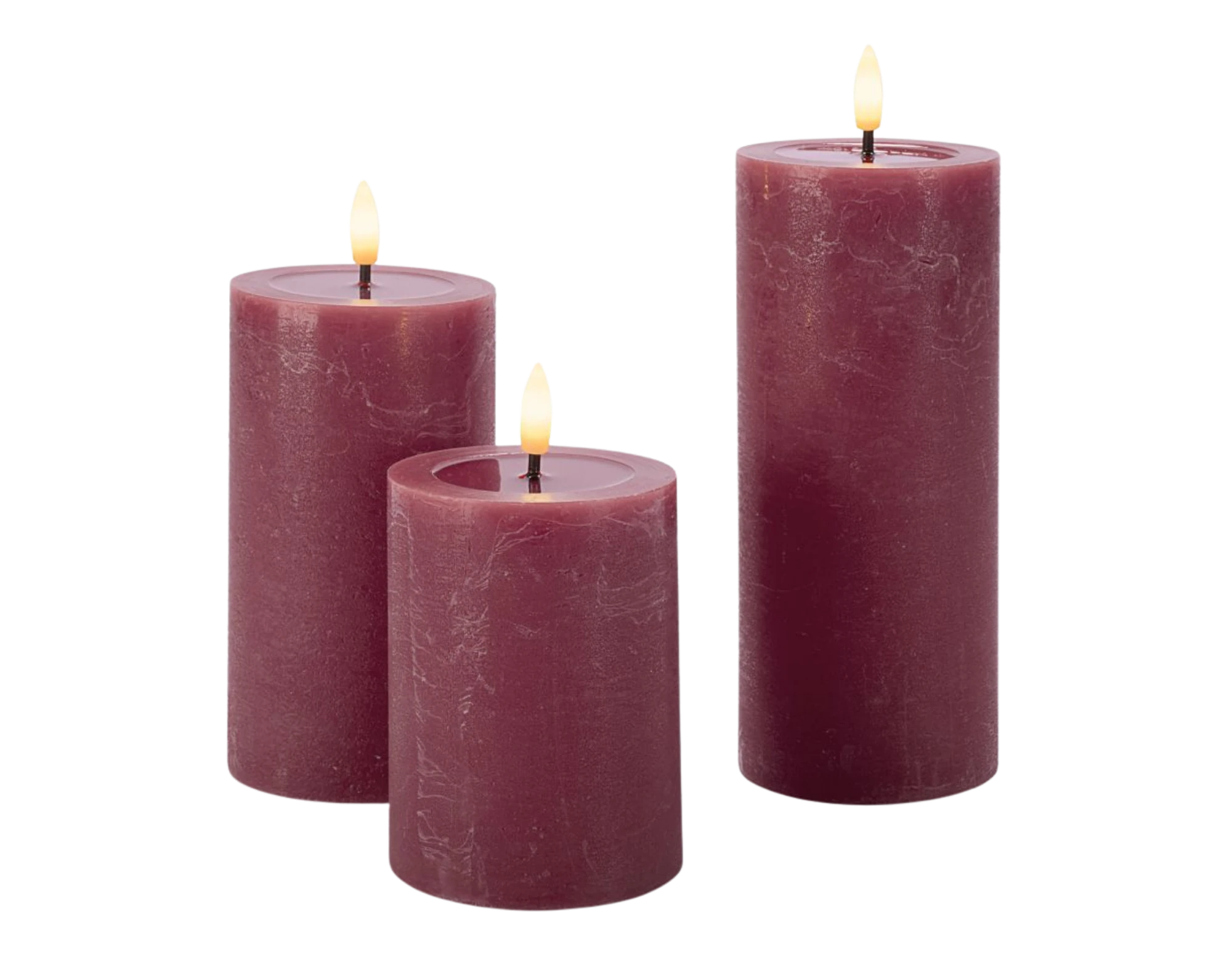 LED Kerzen Set Bordeaux 3-teilig