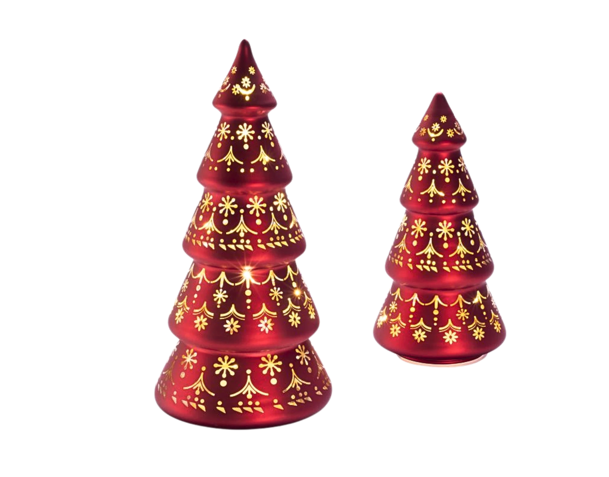 LED Glasbaum Set Rot 2-teilig
