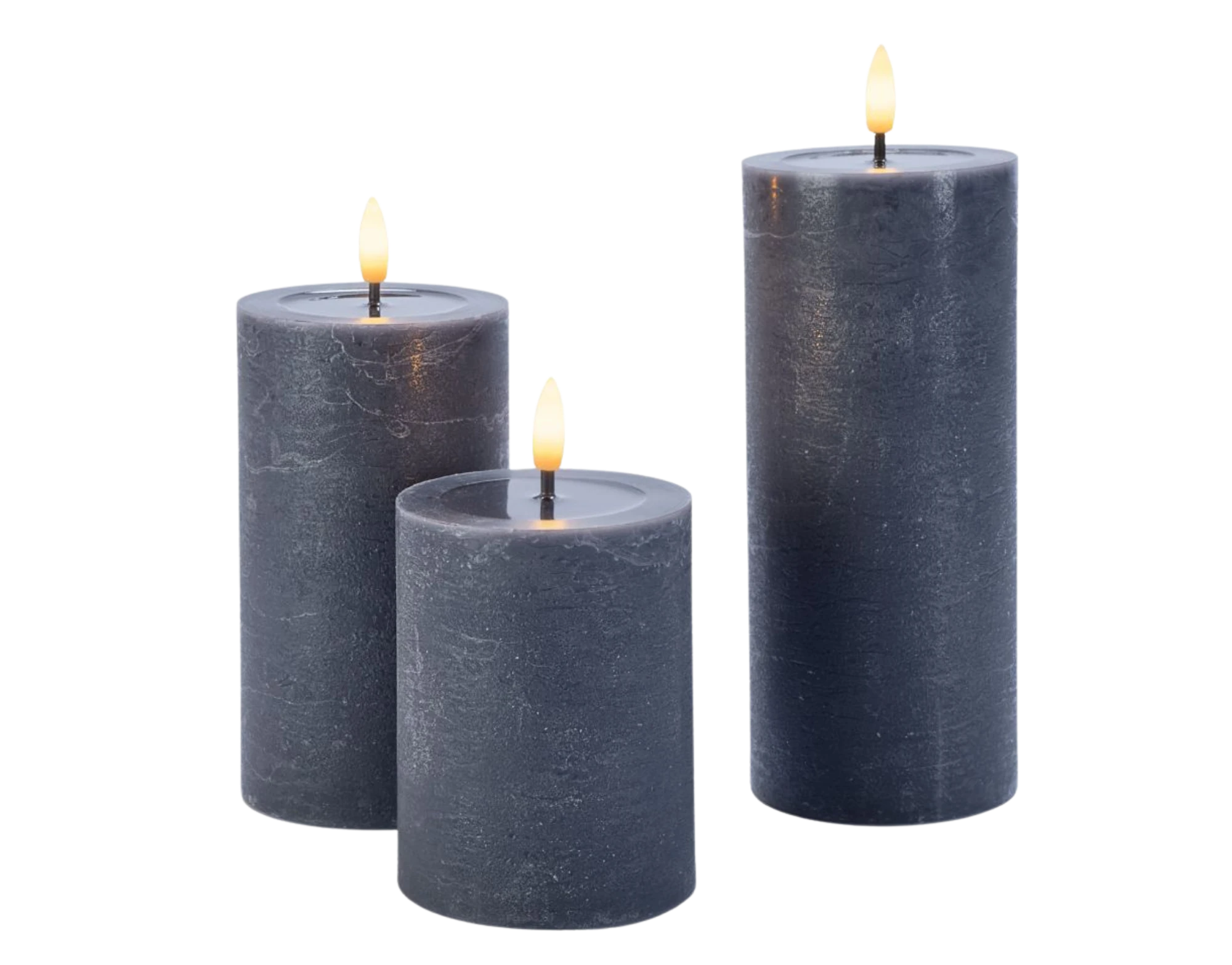 LED Kerzen Set Anthrazit 3-teilig