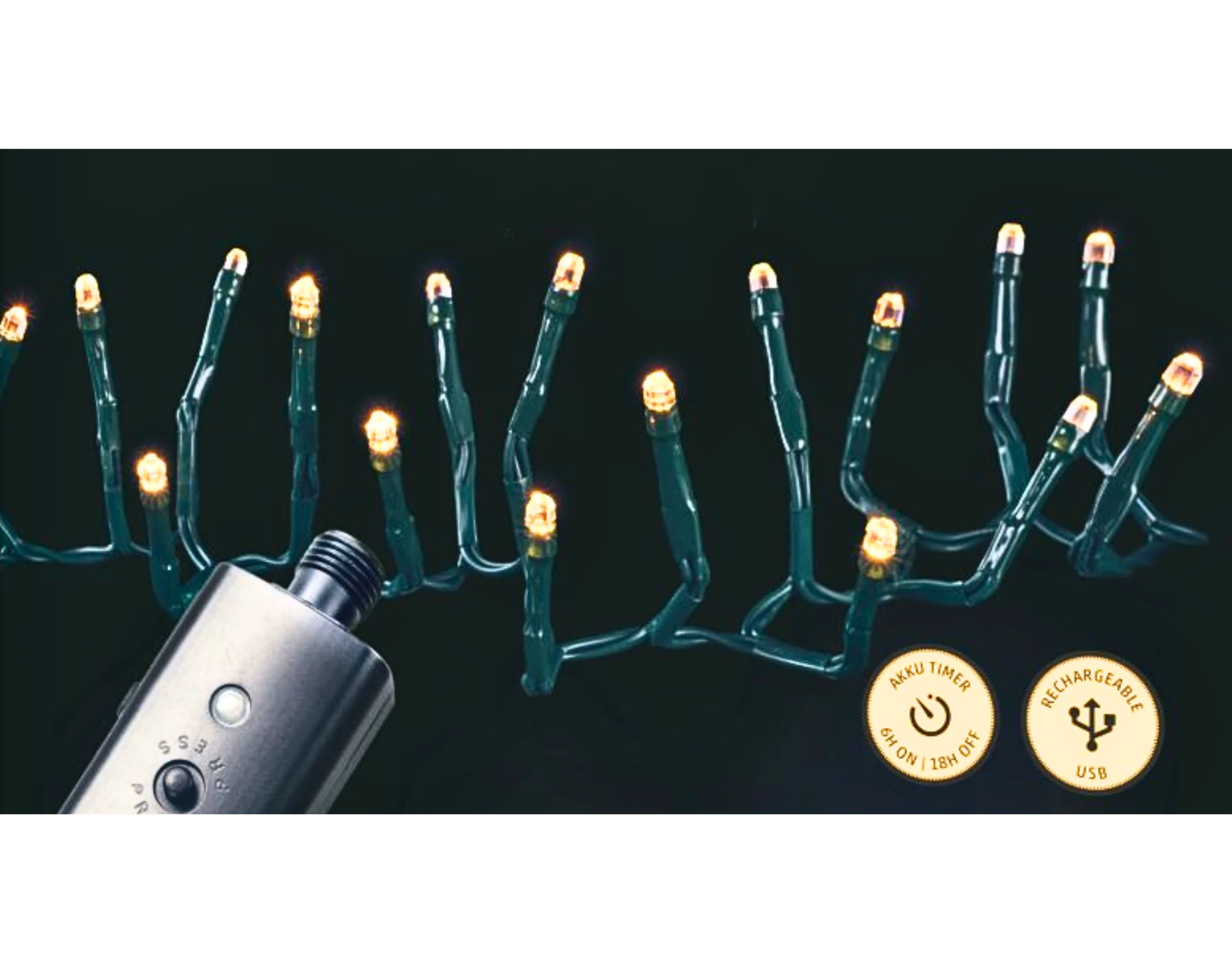 USB Lichterkette Cluster grün 