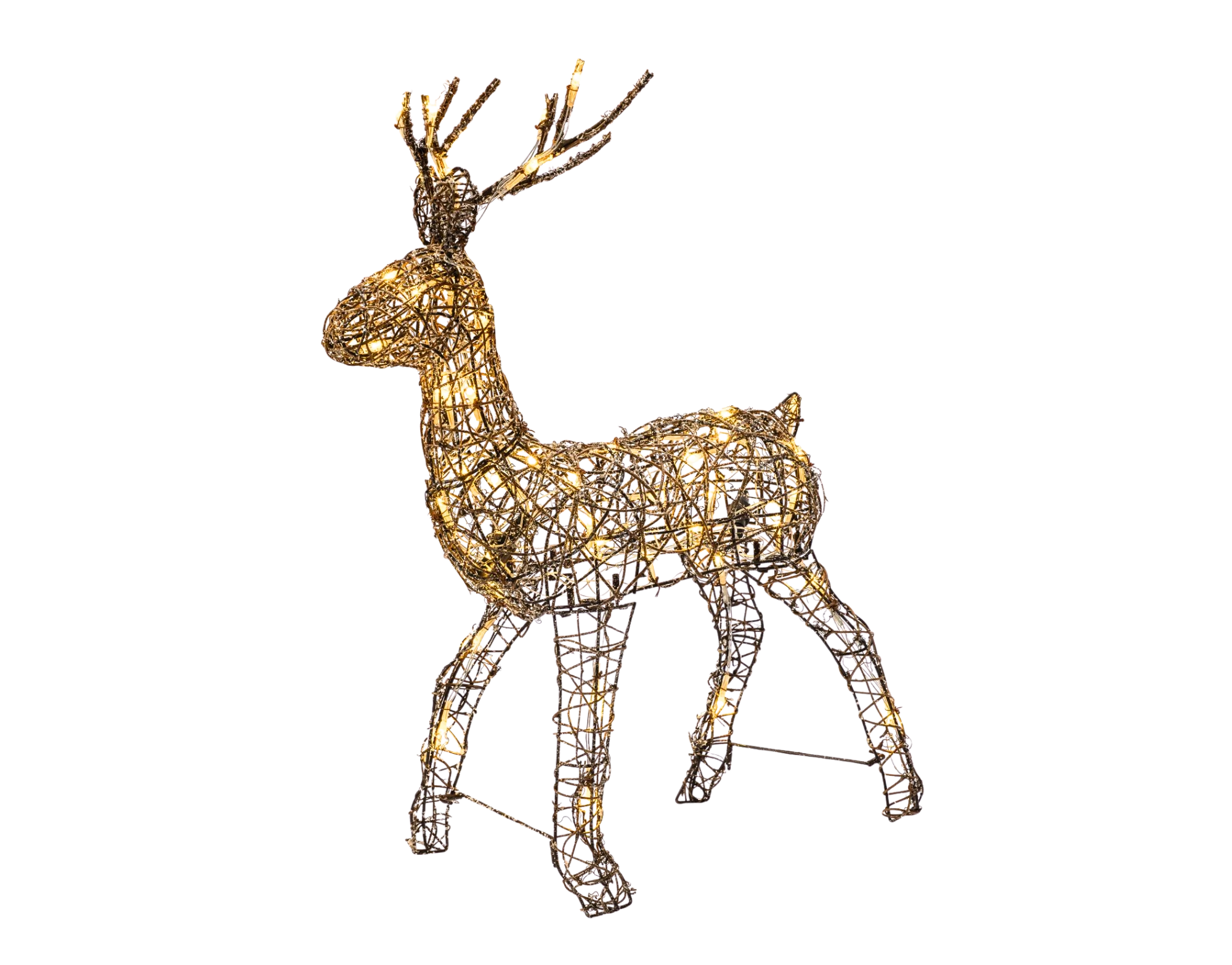 Cerf décoratif LED en rotin