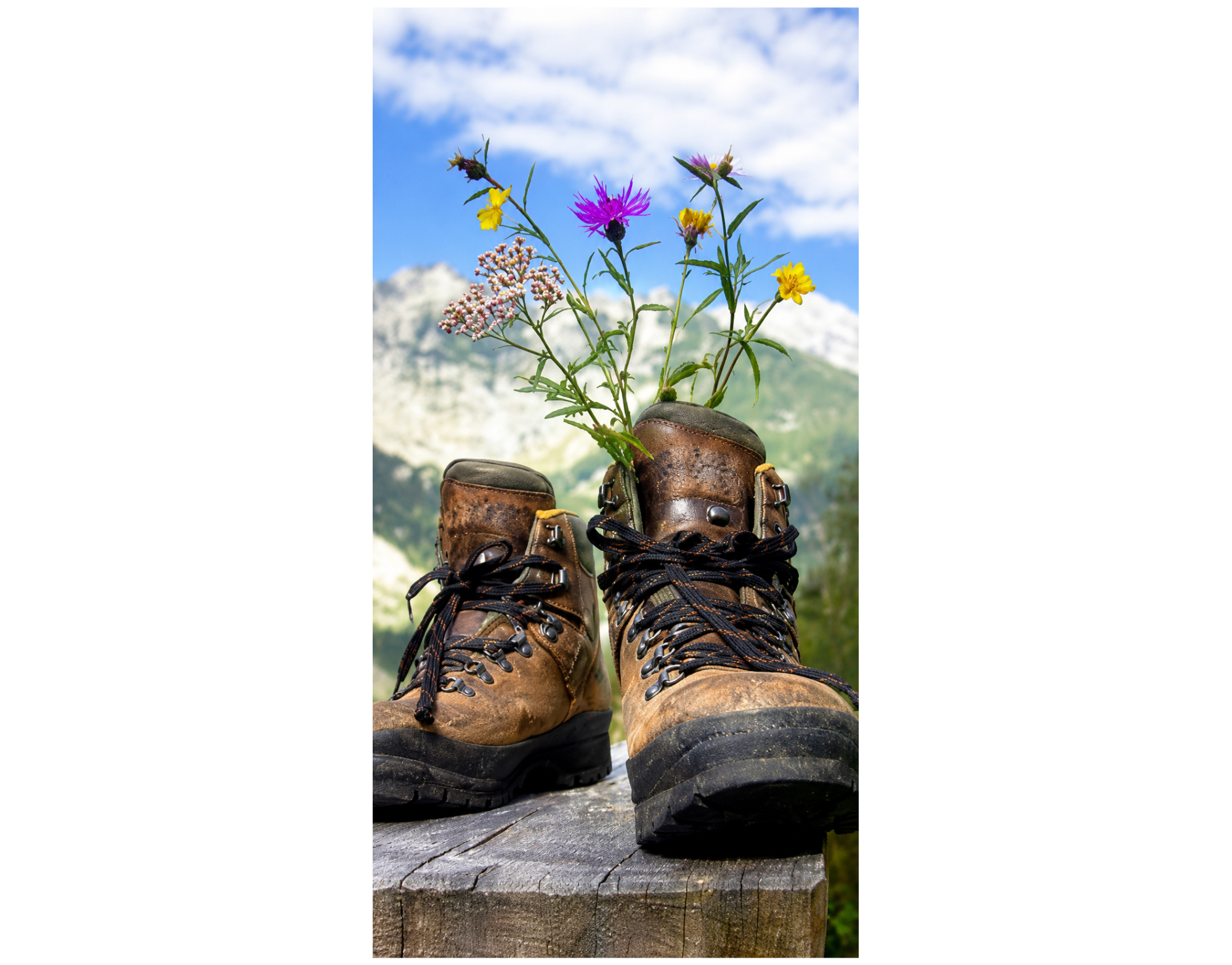 Bannière textile Chaussures et fleurs